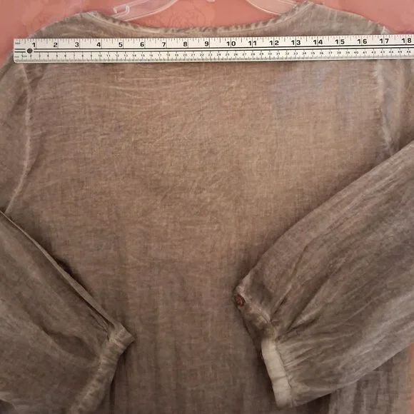 NWOT Monari Women’s Light Brown Ruffle Design Blouse Top ¾ Sleeve Summer Tops 10 - Picture 11 of 14